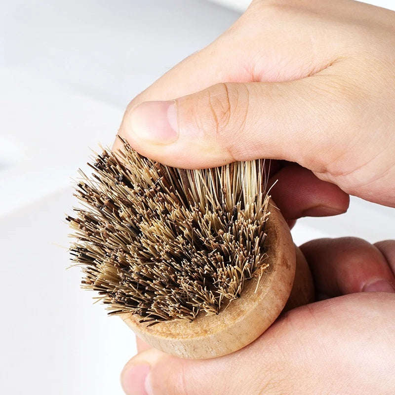 2pcs/set Kitchen Cleaning Brush Wooden Dish Brush with Natural Sisal